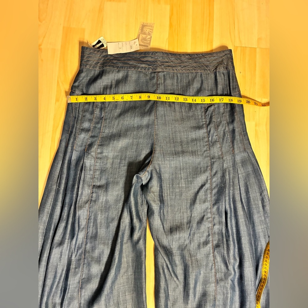 NWT Alberto Makali Wide-Leg Pleated Chambray Denim Culottes / Pants - Picture 8 of 16